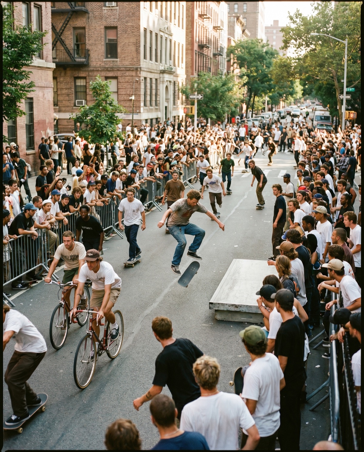 Hundreds of skaters fill a blocked-off NYC street on Go Skate Day